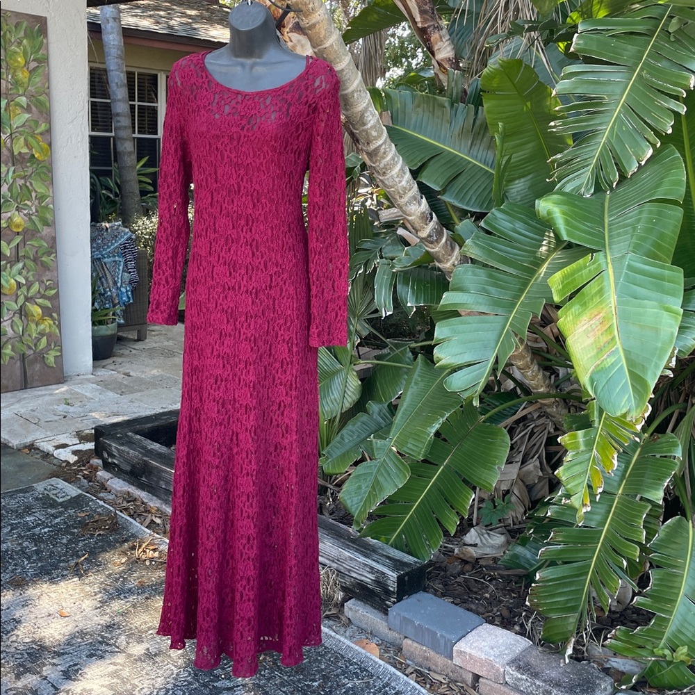 Burgundy lace, dress, and slip dress